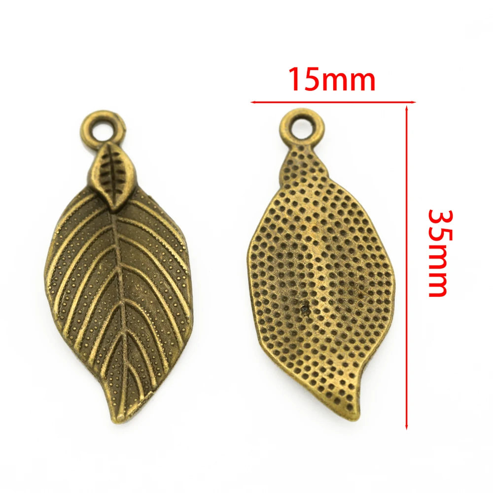 10er Set Antik Bronze Silber Blattform Anhänger für DIY Schmuck Basteln