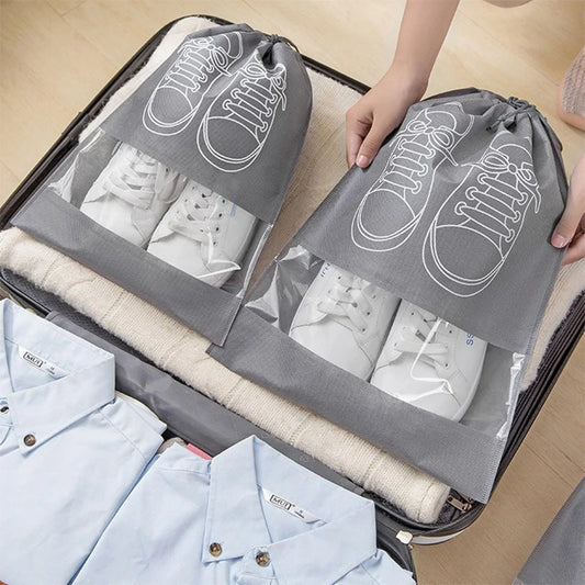10er Pack Vlies Schuhbeutel staubdicht - feuchtigkeitsbeständig für Reise - Zuhause