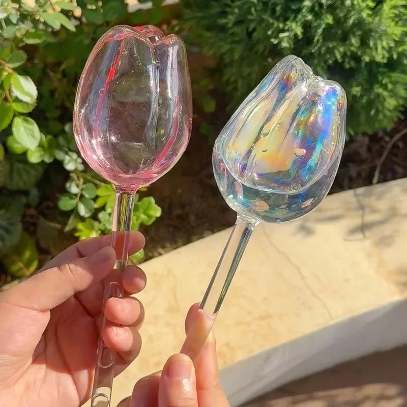 Automatische Tropfbewässerung: Rosa Borosilikatglas-Bewässerungsbälle, 1-6 Stk