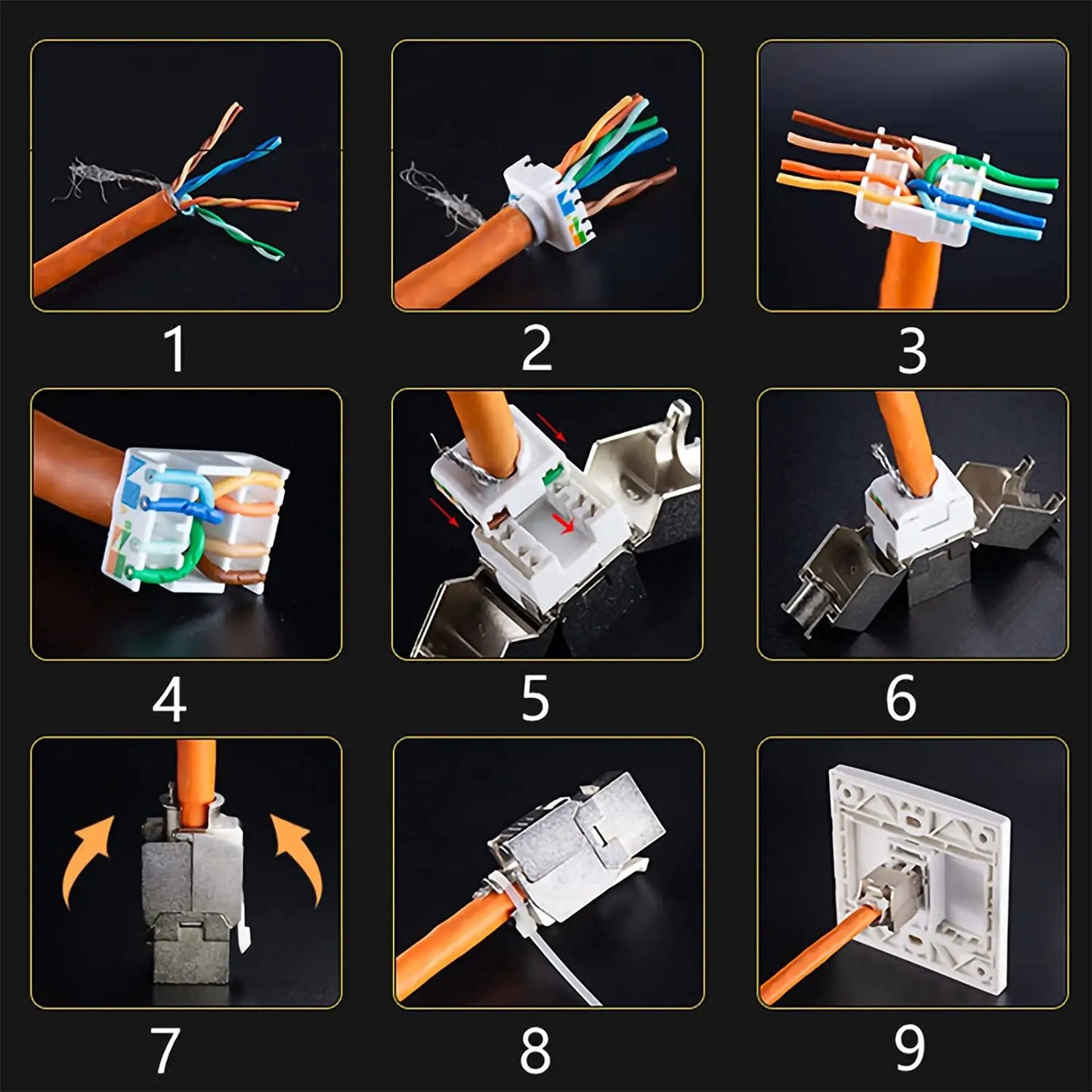 Abgeschirmte RJ45 Keystone Buchsen Cat8 Cat7 Cat6A Modul aus Zinklegierung