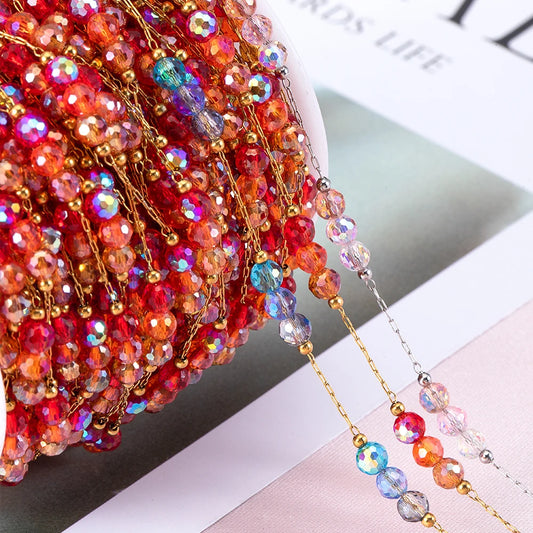 Edelstahl Perlenkette 1 Meter mit Farbverlauf für DIY Schmuck