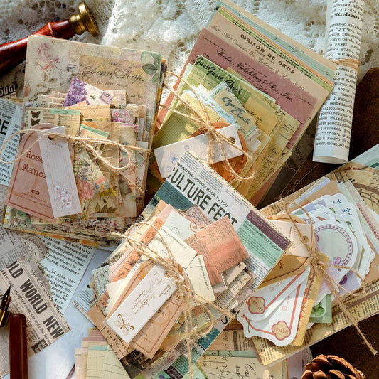 Vielseitiges Set mit 100 Vintage Papierdekorationen für kreative Projekte
