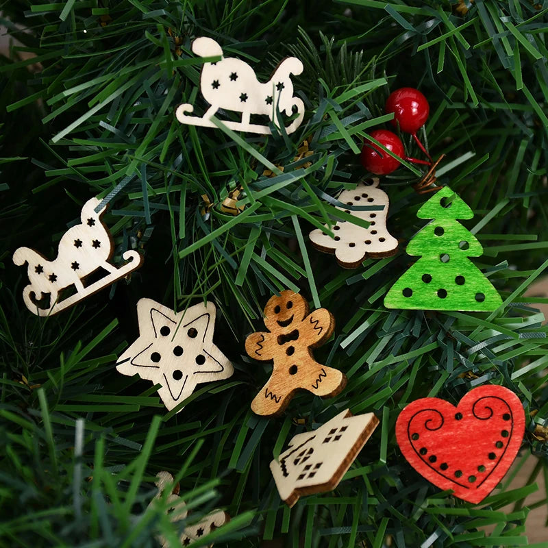 50 teiliges Set unvollendeter Holzornamente für DIY Weihnachtsdekoration