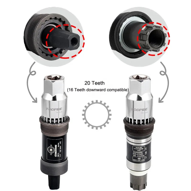 Fahrrad Tretlager Werkzeug 20 Zähne für Vierkant & Spline Mountain Road Bike