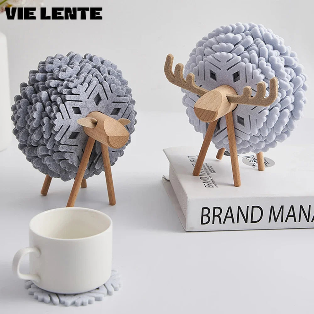 12er Set Getränkeuntersetzer Elchform aus Filz kreativ und isolierend