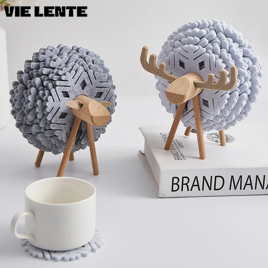 12er Set Getränkeuntersetzer Elchform aus Filz kreativ und isolierend