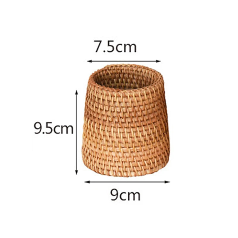 Handgefertigter Stifthalter aus gewebtem Holz Rattan Büro Schreibtisch