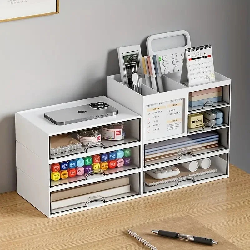Schreibtisch Organizer Schublade – Kunststoff Aufbewahrungsbox mit Trennwänden-Yabubest - Home & More