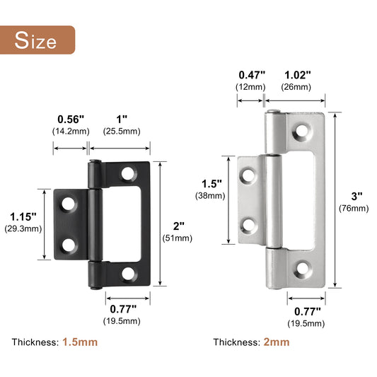 2x 360-Grad Flache Metallscharniere für Schranktüren Fenster Holzkiste