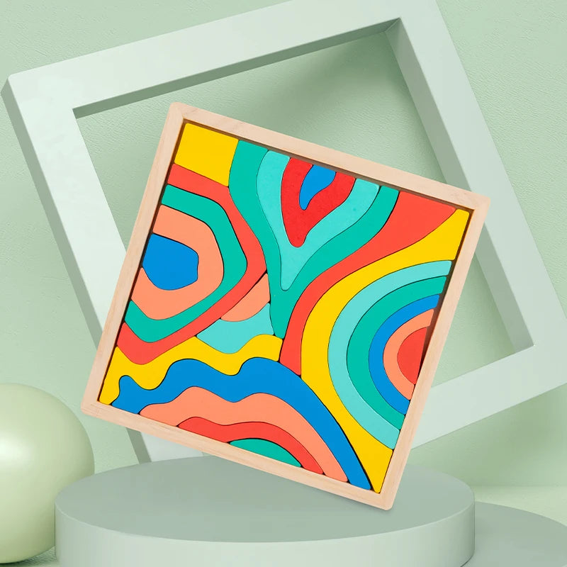 Kinder Holzblöcke Set - Regenbogen Farben - Fördert Kreativität und Motorik