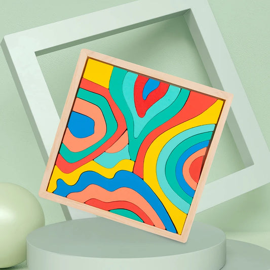 Kinder Holzblöcke Set - Regenbogen Farben - Fördert Kreativität und Motorik