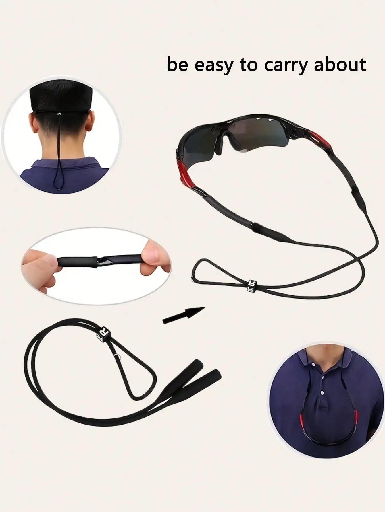 Elastische Silikon Brillenband Kette für Sonnenbrille sportlich und rutschfest-Yabubest - Home & More