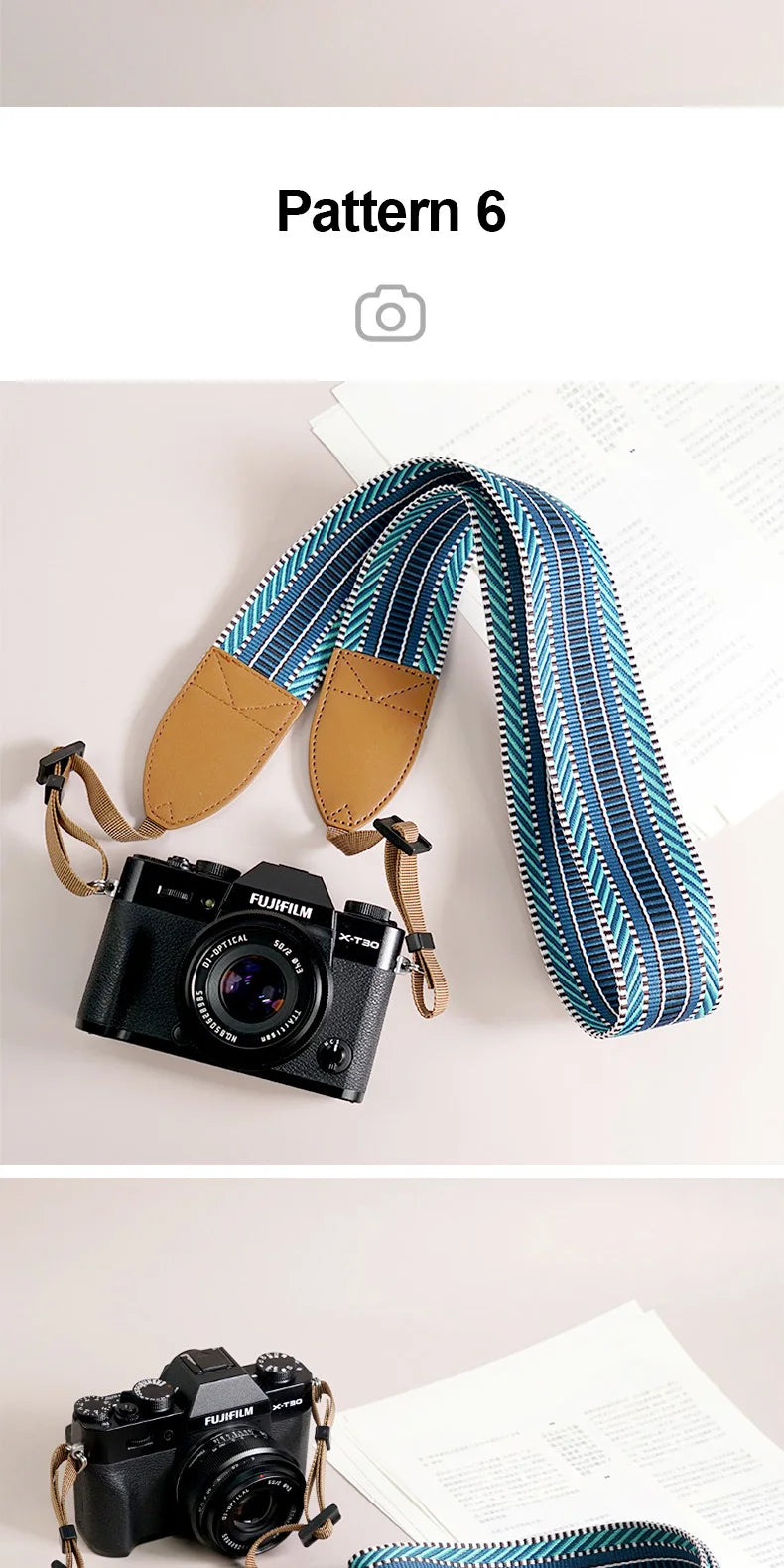 Breiter verstellbarer Ethno Kameragurt für sicheren Schulterhalt