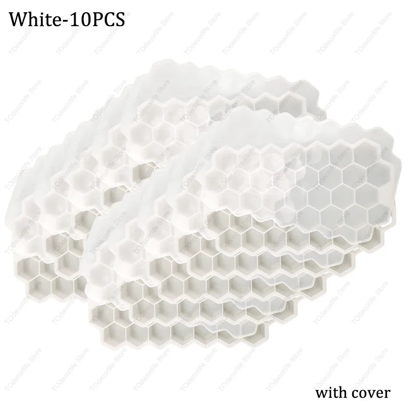 Premium Silikon Eiswürfelformen mit Deckel – Sechseckig, Wiederverwendbar