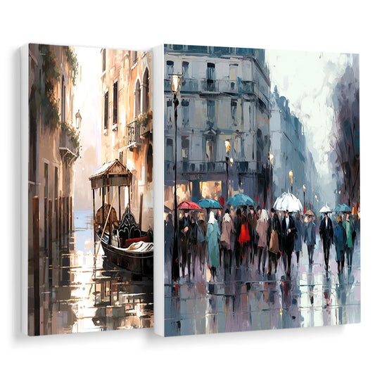 DIY Malen Nach Zahlen Stadtbild Leinwand Acrylfarben Set für Raumdekoration