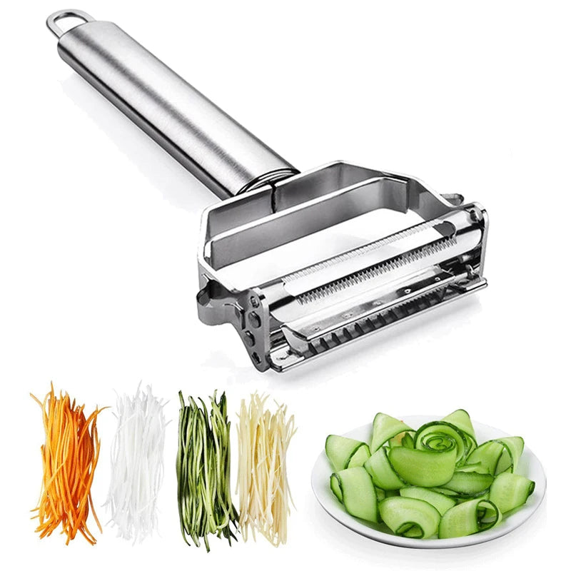 Multifunktionaler Edelstahl Gemüseschäler und Slicer mit 2 Klingen