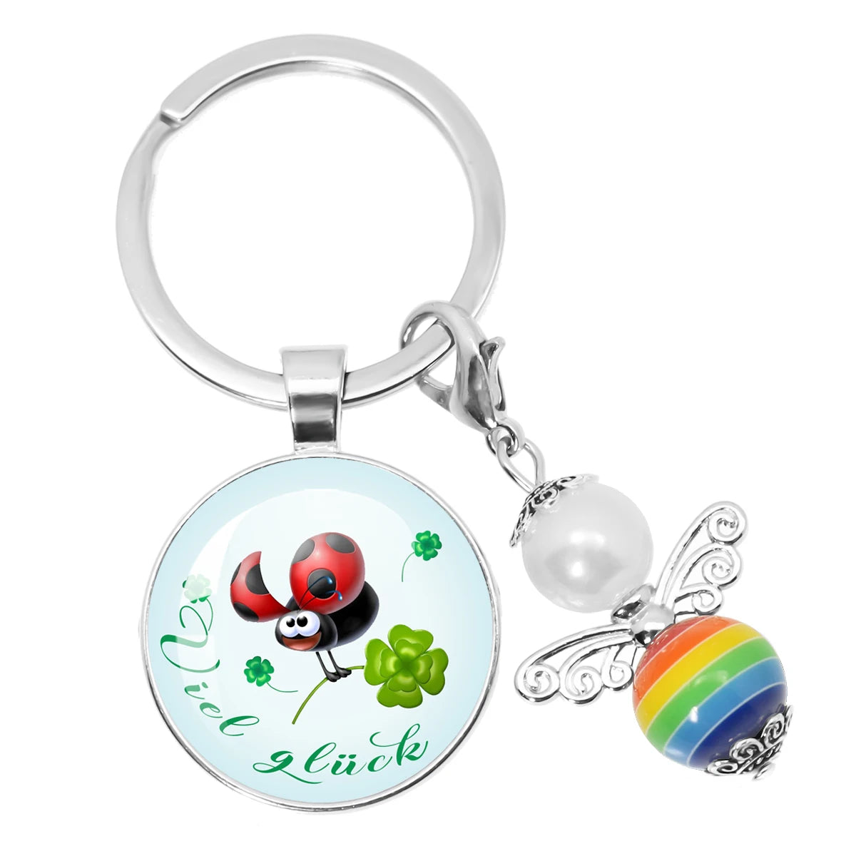 Glücksbringer Schlüsselanhänger mit vierblättrigem Kleeblatt Design