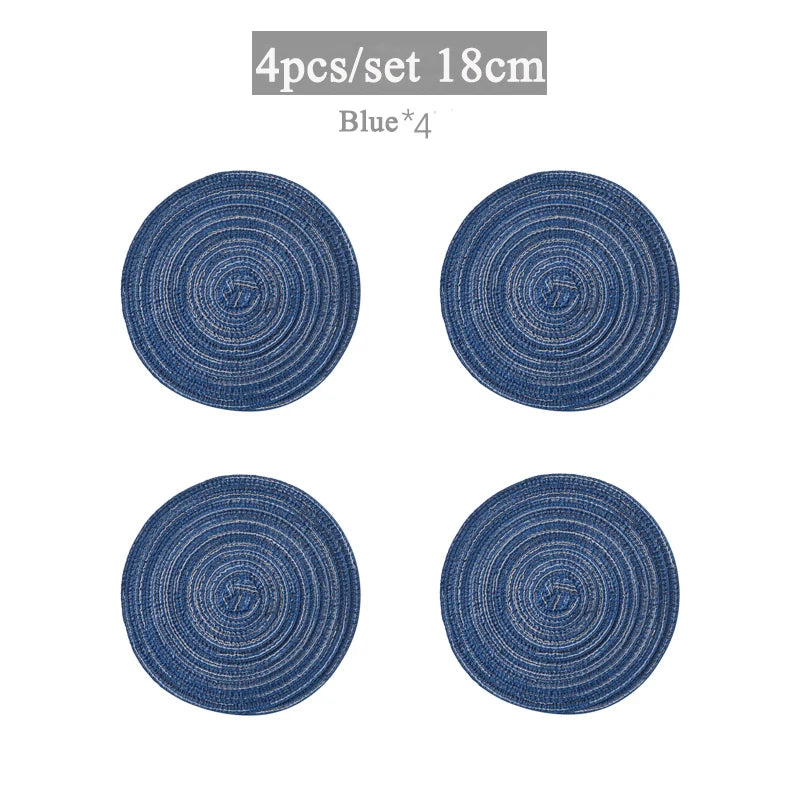 4 oder 6 Runde Tischmatten Gewebt Ramie Anti Rutsch Untersetzer Set