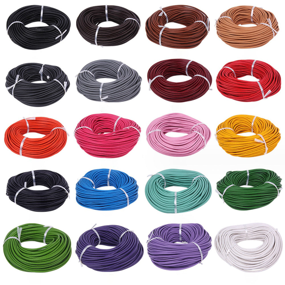 Buntes geflochtenes Echtleder-Armband, 2 Meter, 3-6 mm-Yabubest - Home & More