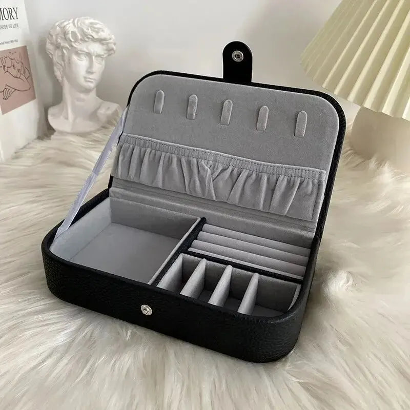 Tragbare Leder Schmuckschatulle Reise Organizer Display Box