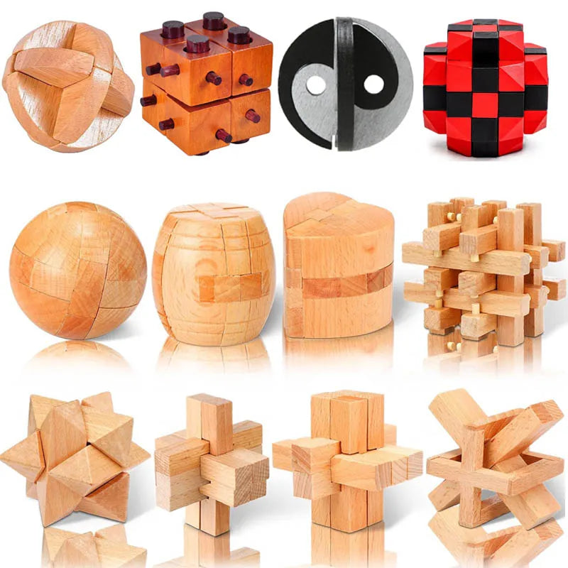Holz Luban Lock 3D Puzzle Gehirntrainer IQ Test Spiel für Erwachsene Kinder