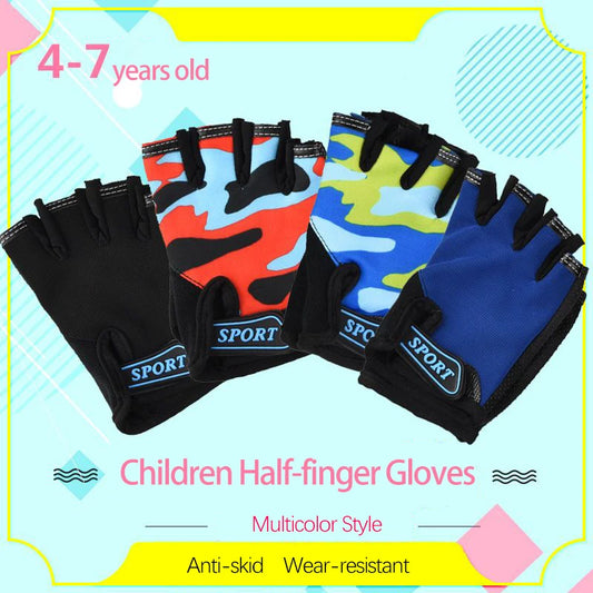 Sommer Kinder Halb Finger Sporthandschuhe Rutschfest Atmungsaktiv 4-7 Jahre