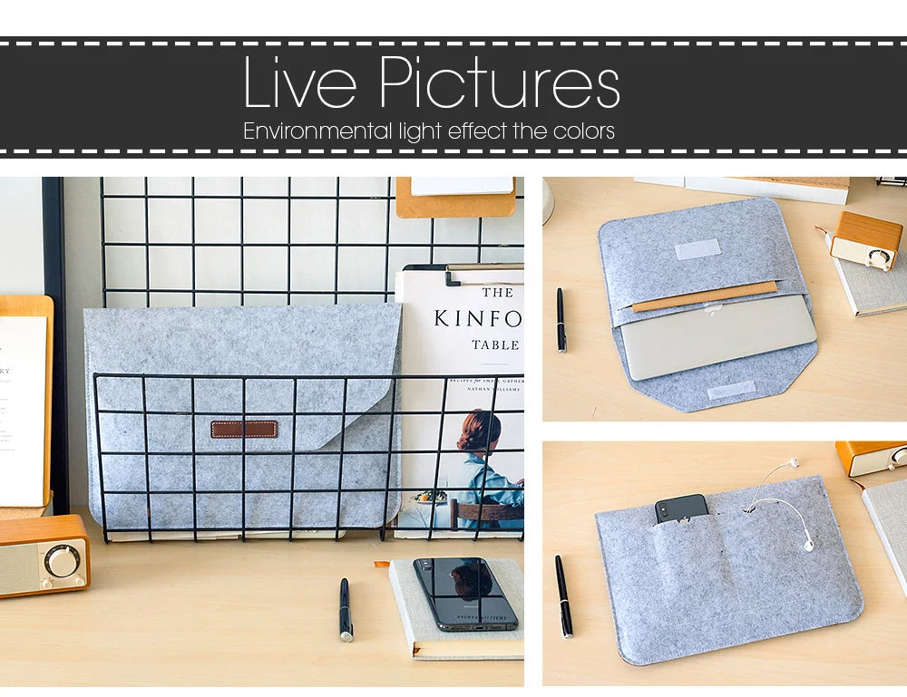 Wollfilz Laptoptasche in verschiedenen Größen mit praktischem Zubehör-Yabubestshop
