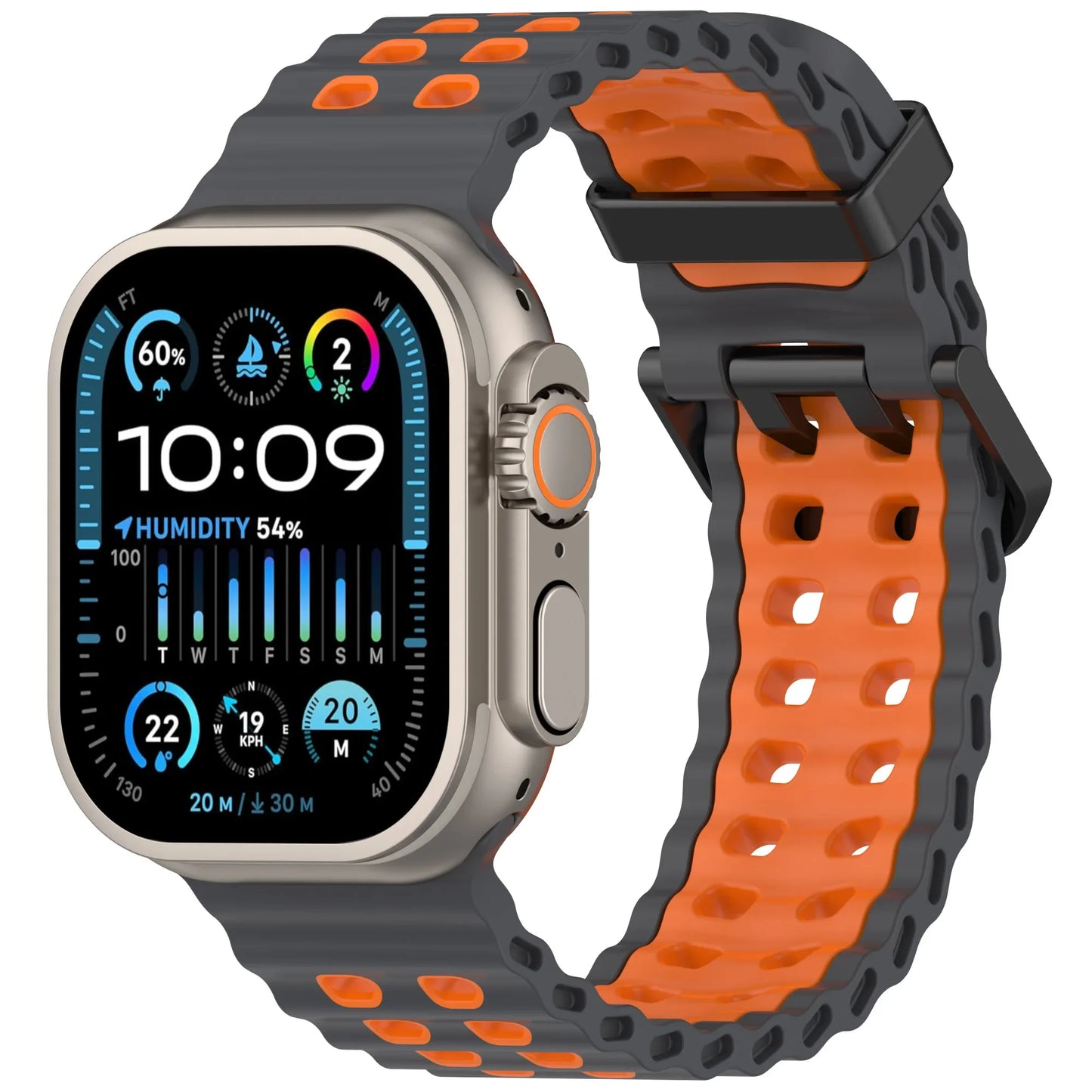 Zweifarbiges Silikonarmband 21cm Sportlich Leicht für Smartwatches