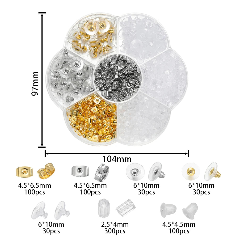 260-690 Ohrstecker Silikonrücken Stopfen DIY Schmuck Zubehör Set