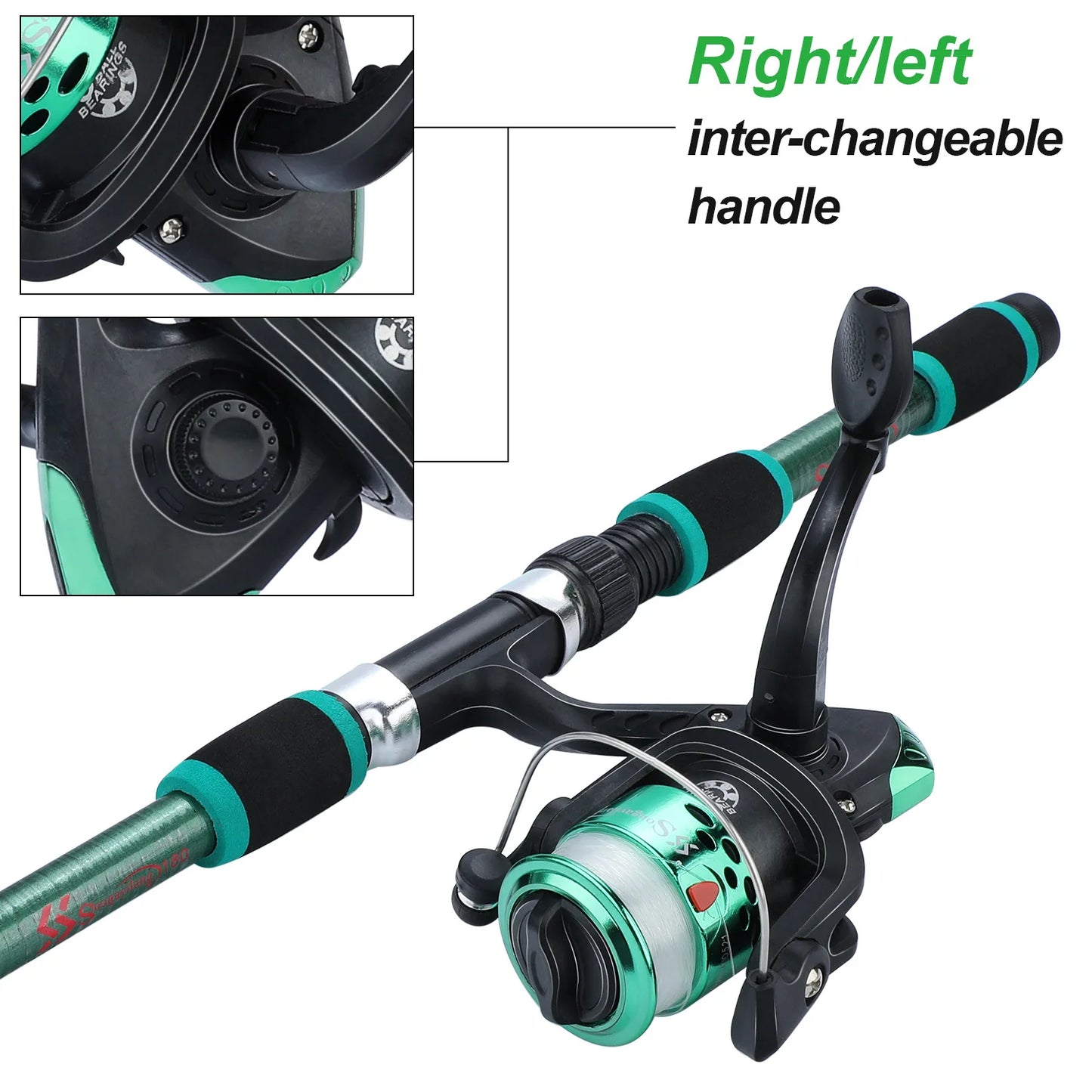 Leicht - robust: 1,8m Teleskop-Angelset mit 5,2:1 Rolle, 5kg Zugkraft, bunt