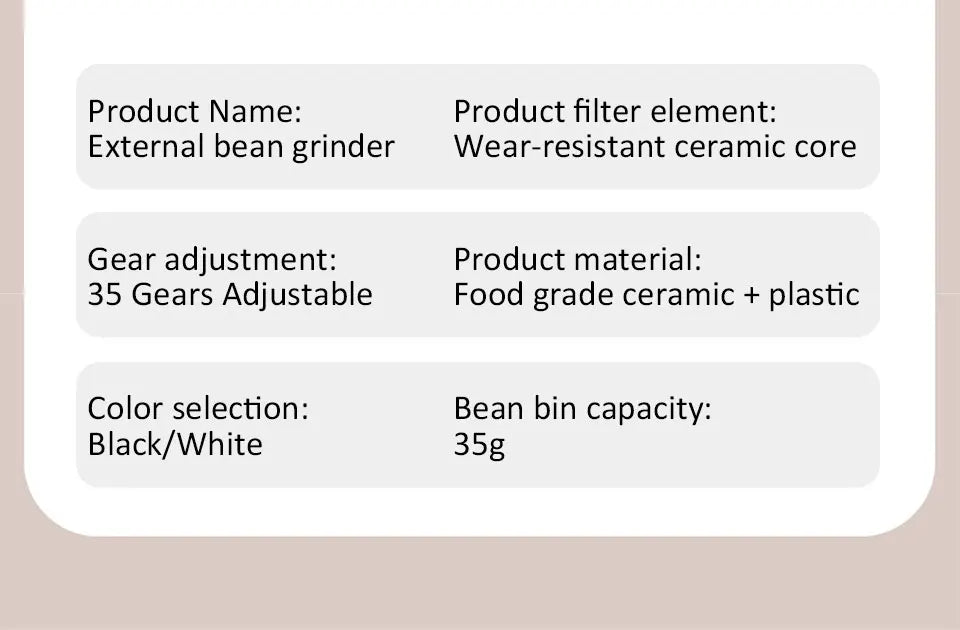 Verstellbare Manuelle Kaffeemühle mit Keramik Mahlkern