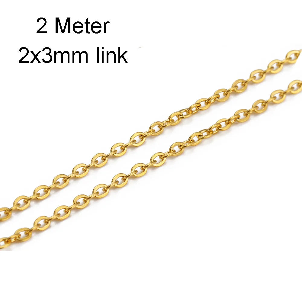 Edelstahlkette 10 Meter für DIY Schmuck 1mm 1.5mm 2mm Gold Silber