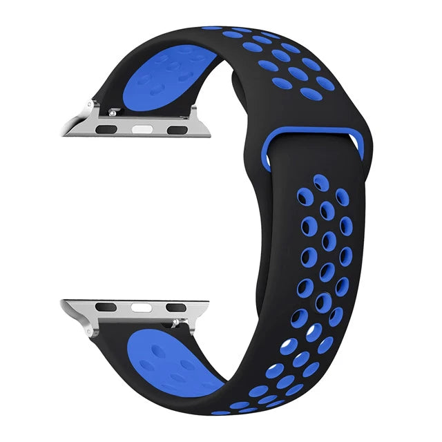 Atmungsaktives Silikon-Sportarmband kompatibel mit Smartwatch 38-49 mm