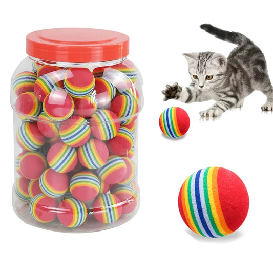 10er Set interaktive Regenbogen Spielbälle für Katzen und Hunde