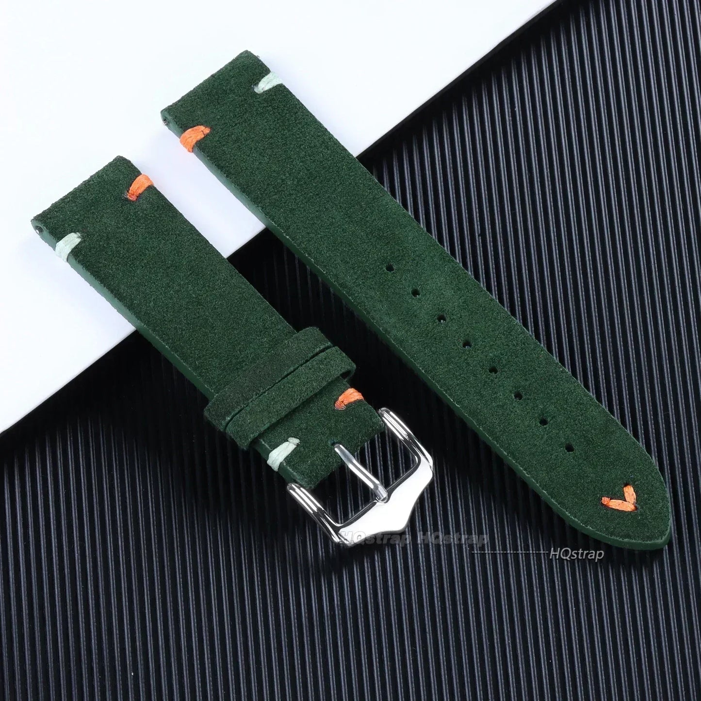 Wildlederarmband mit handgefertigten Nähten für Vintage Uhren 18-22mm