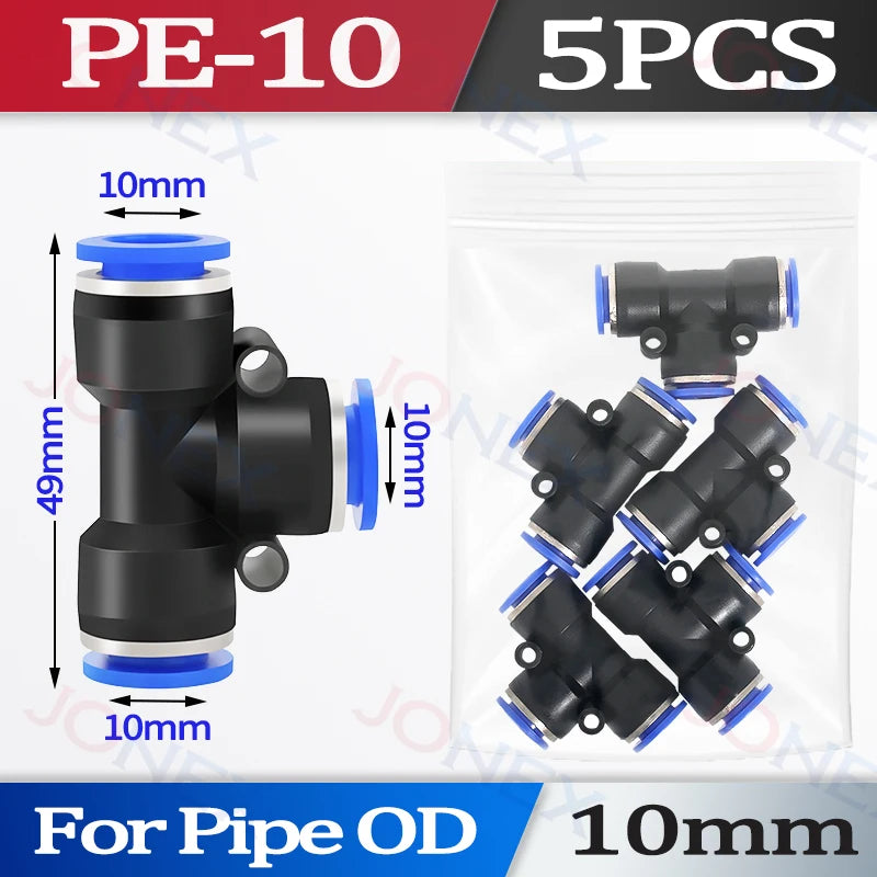 5er Set Pneumatische Schnellkupplung 4-10mm Push-in Verbindung für Luft