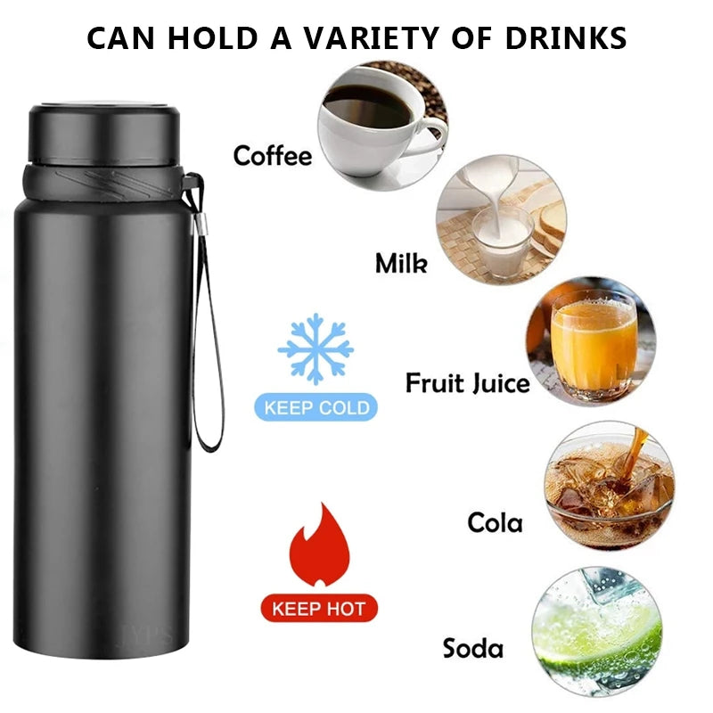 Langanhaltend heiß - kalt: 1L Edelstahl-Thermosflasche BPA-frei für Outdoor - Büro