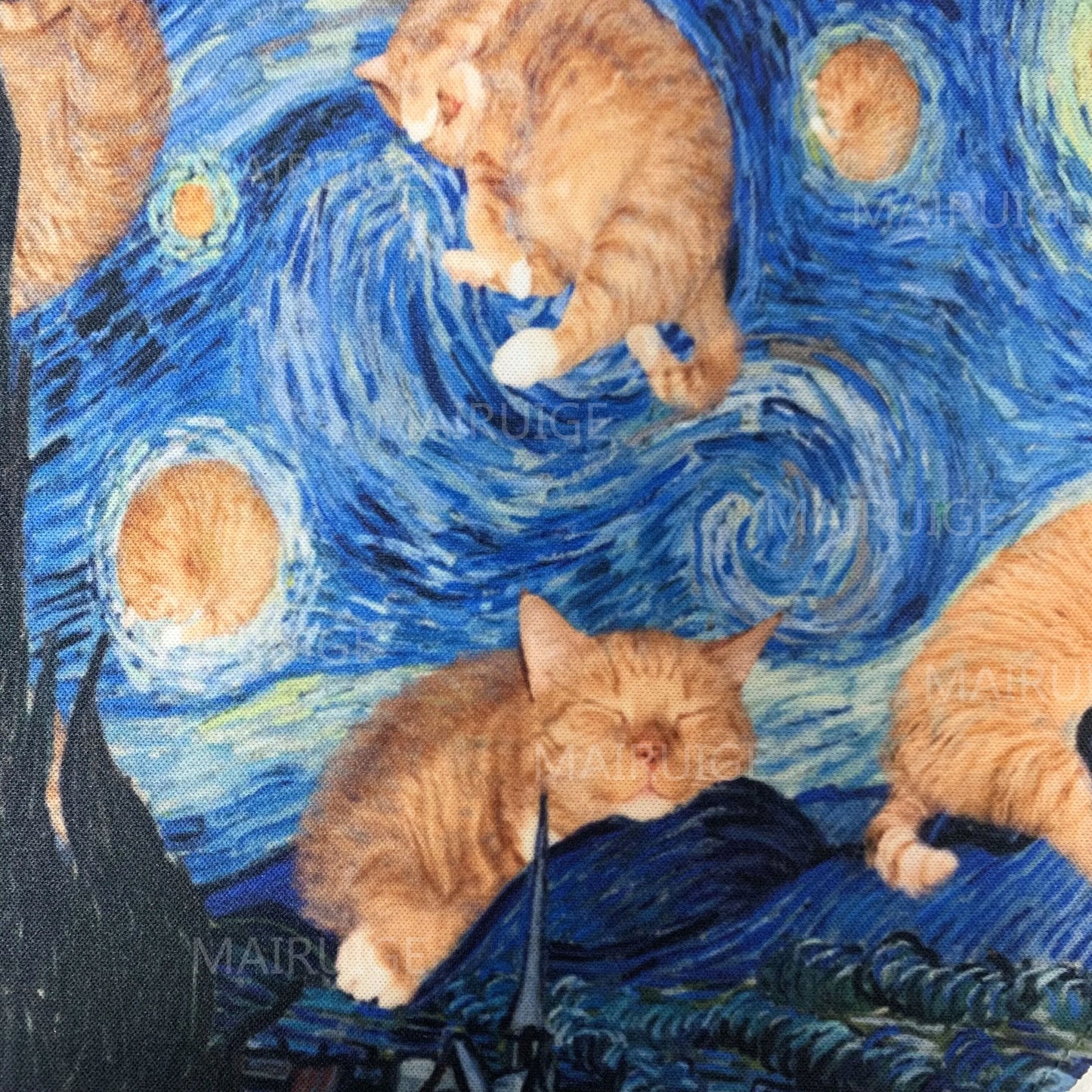 Rundes Mauspad 22cm - Niedliches Katzen Design - Van Gogh Stil für Gamer