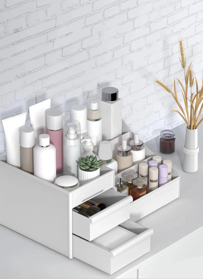 Vielseitiger Desktop Kosmetik Organizer mit Schubladen Design