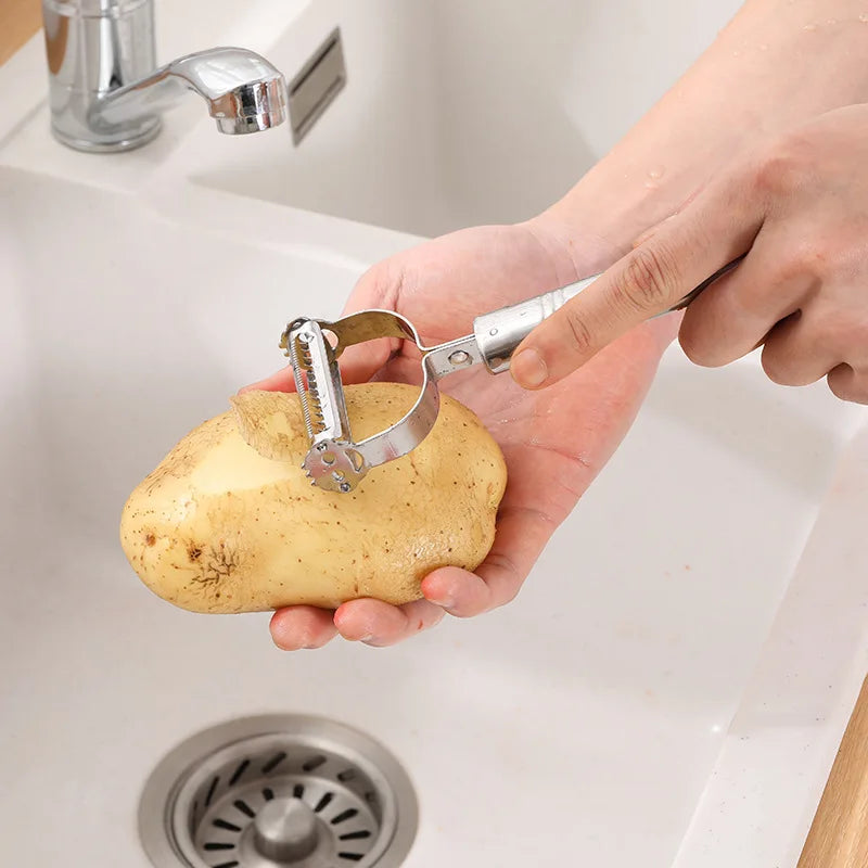 Effizient - Robust: Edelstahl 2-in-1 Schäler mit Julienne Reibe, 18 cm
