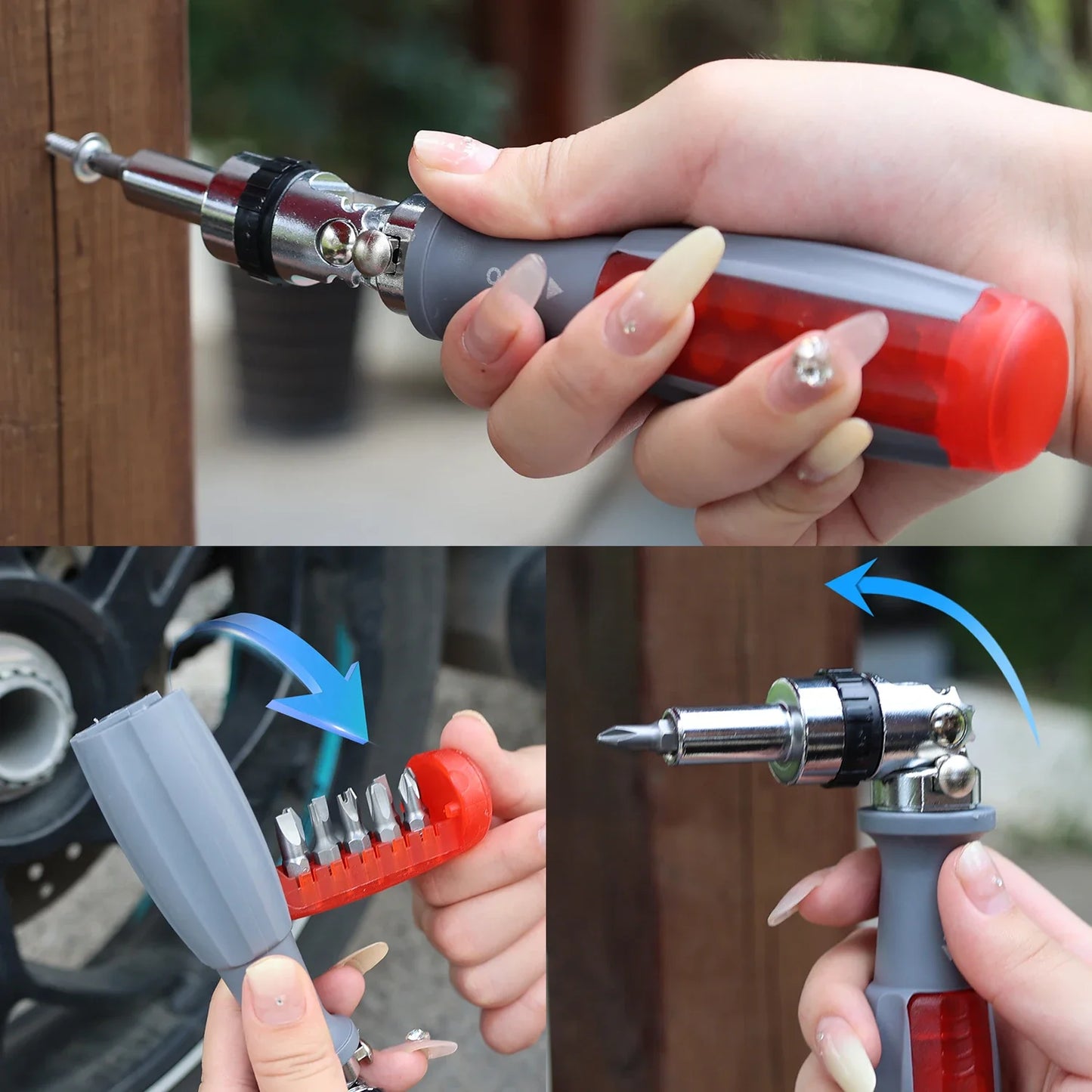 11-in-1 Ratschenschraubendreher Set mit magnetischen Bits und Teleskopgriff