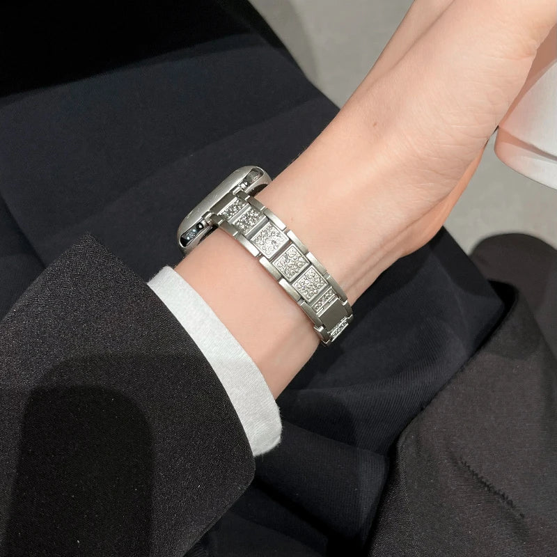 Glitzerndes Edelstahl-Metallarmband für Smartwatches Damen 38-49 mm