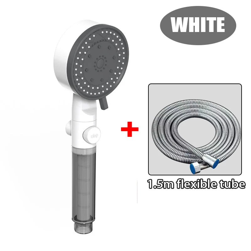 10-in-1 Handbrause mit Wasserfilter - One-Touch-Stopp – Wassersparend - Hochdruck