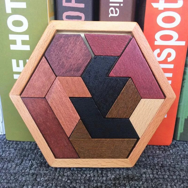 Montessori Holz Puzzle Tangram Geometrie Denkspiel Lernspielzeug Kinder
