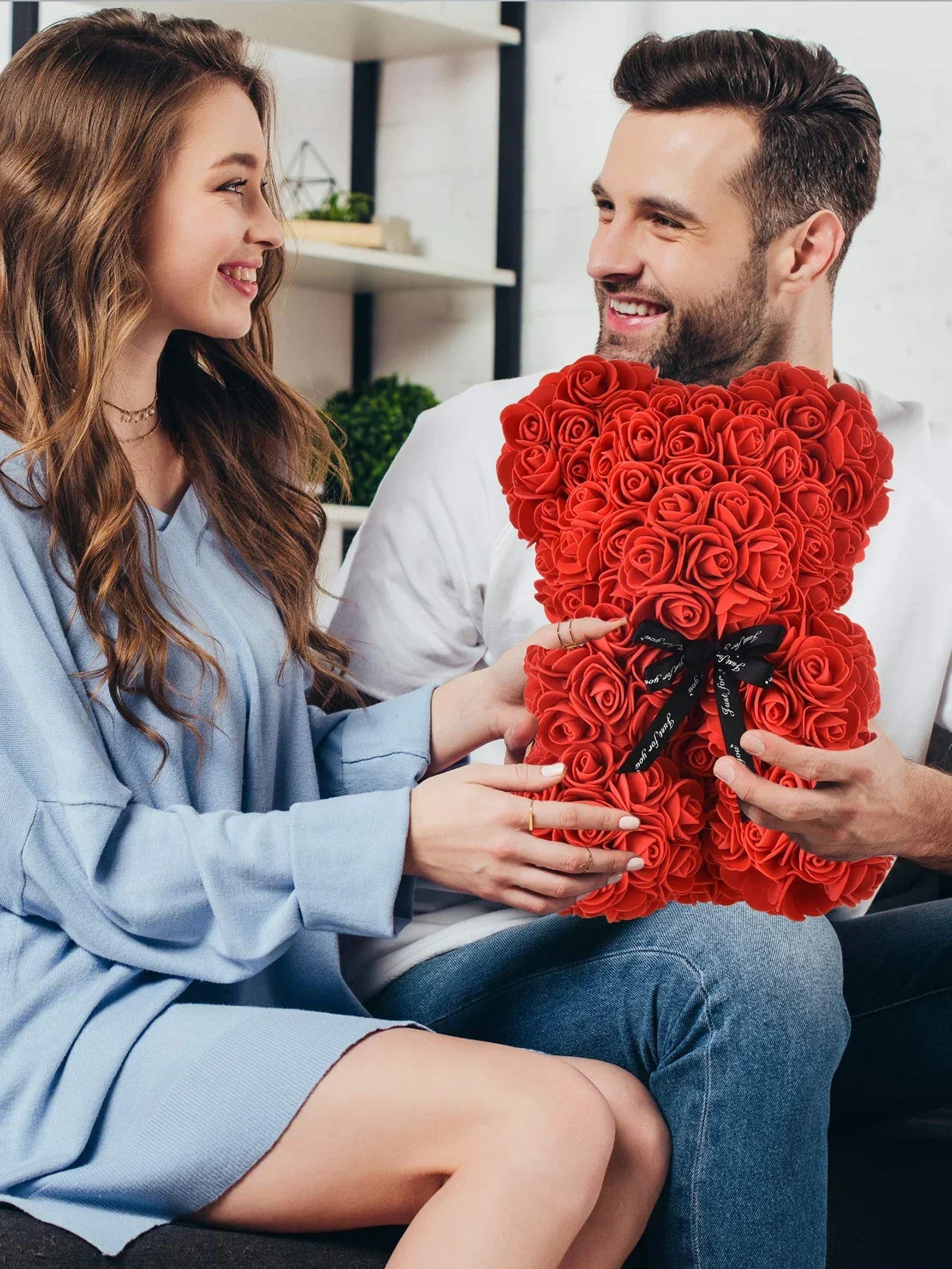 Ewige Rose Teddybär 25m Künstliche Blumen Geschenk und Dekoration-Yabubest - Home & More