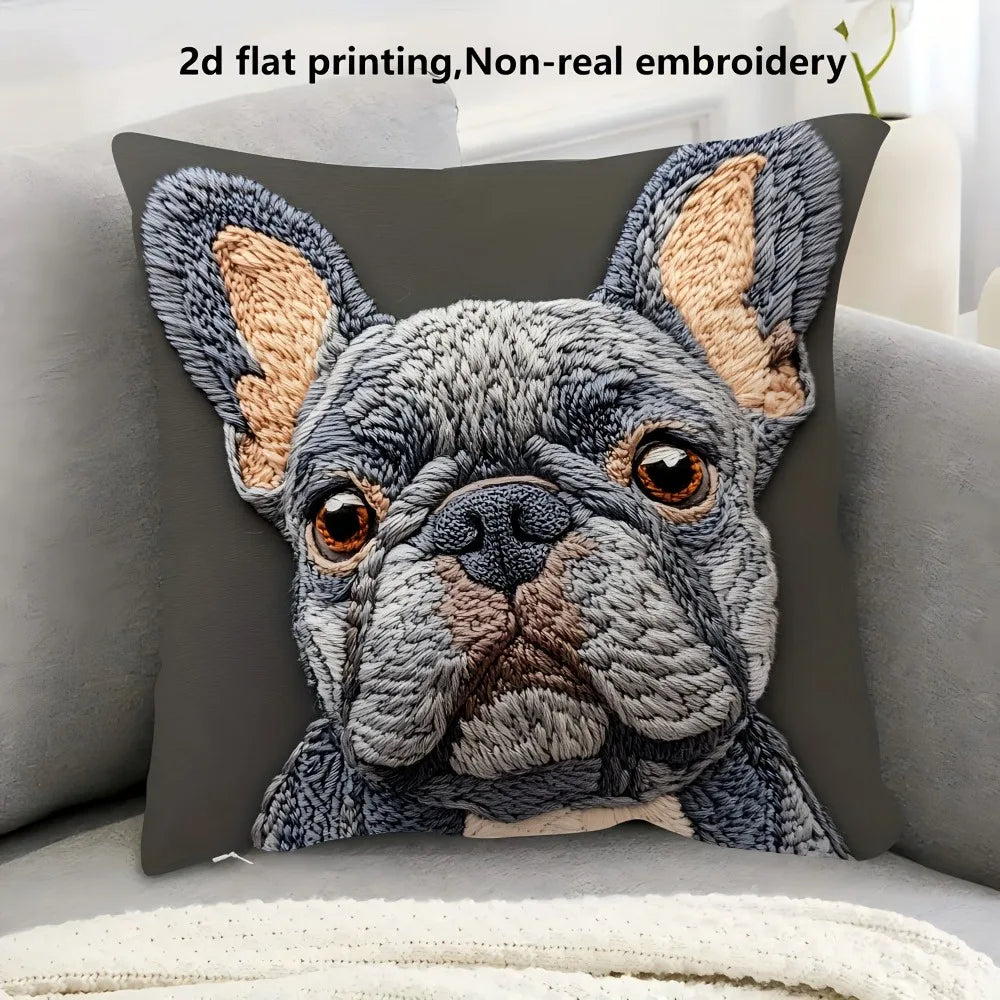Dekorativer Kissenbezug Französische Bulldogge für Sofa und Bett