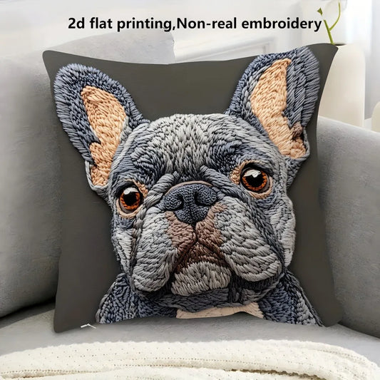 Dekorativer Kissenbezug Französische Bulldogge für Sofa und Bett