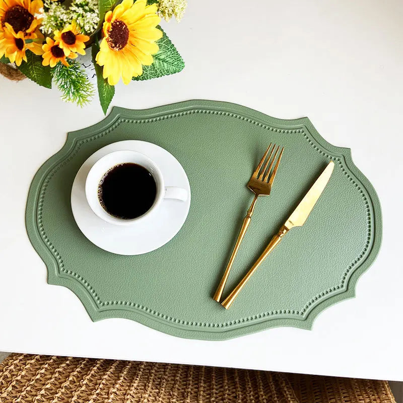 Geformte PU Kunstleder Tischsets Luxus Schwarz Creme Grau 1/4/6 Stk.