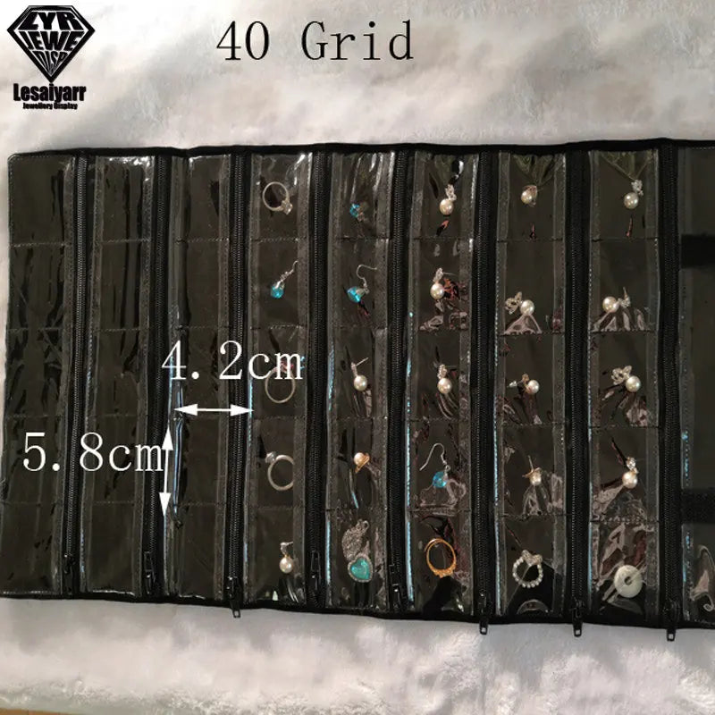 Faltbarer Schmuck Organizer aus Samt mit Reißverschluss für Reisen