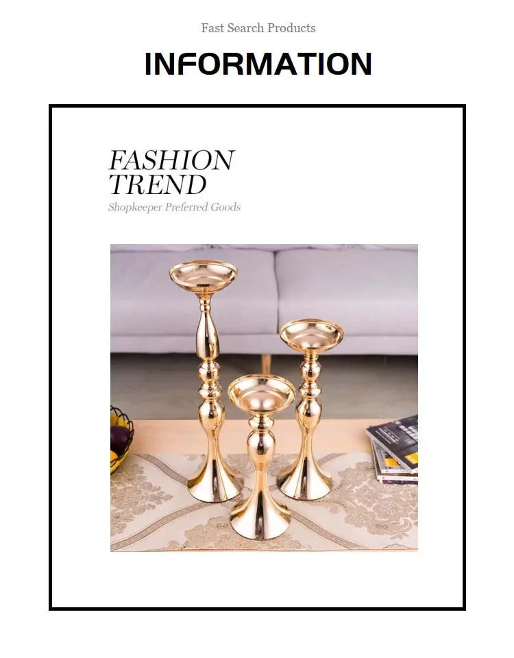 Goldener Metall Kerzenhalter für Weihnachtsdeko Hochzeit und Feierlichkeiten-Yabubest - Home & More